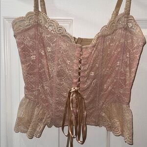 Vintage Victoria's Secret Lace Corset in Cream and Pink